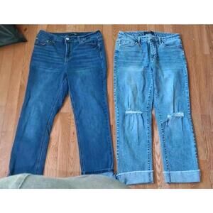 2 Pairs Stitch Star Jeans Size 10 Straight Leg Distressed Medium Light Wash